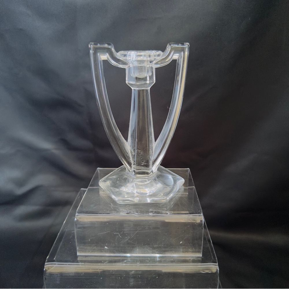 Art Deco Clear Glass Jefferson Kry-Tol Chippendale Mini Candlestick 1907-20"s